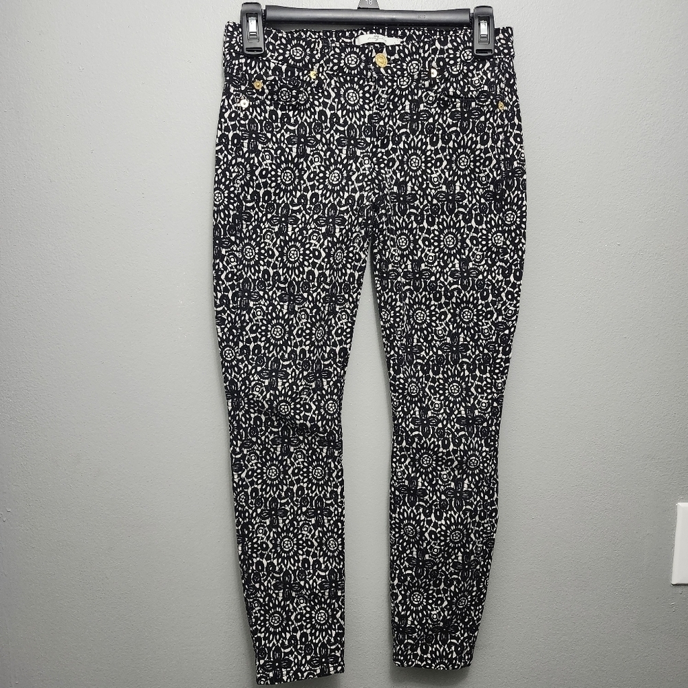 7 for all mankind women's pants size 25 black and white floral